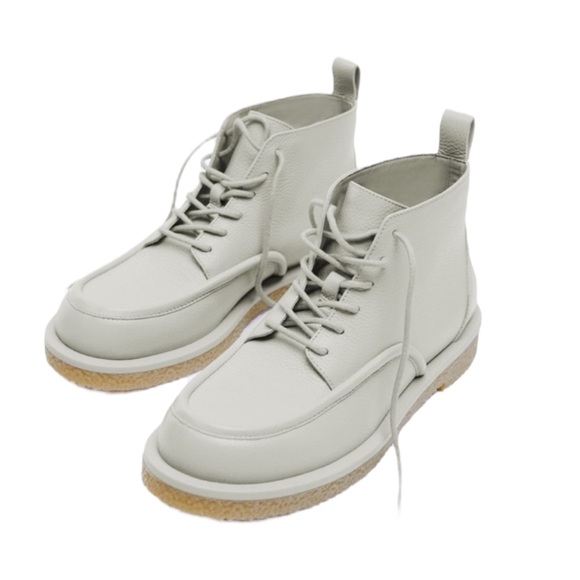 NEW Zara Bone White Laced Leather Boots - Picture 1 of 8